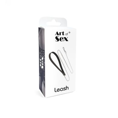 Поводок на цепочке из натуральной кожи Art of Sex - Leash, цвет Черный