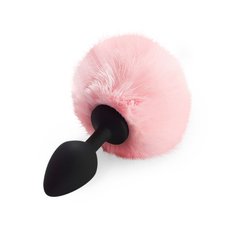 Силіконова анальна пробка М Art of Sex - Silicone Bunny Tails Butt plug Pink, діаметр 3,5 см