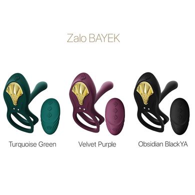 Смартэрекционное кольцо Zalo BAYEK Turquoise Green, двойное с вводимой частью, пульт ДУ