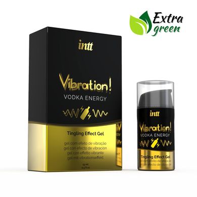 Рідкий вібратор Intt Vibration Vodka (15 мл) EXTRA GREEN, дуже смачний, діє до 30 хвилин
