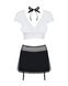 Еротичний костюм секретарки Obsessive Secretary suit 5pcs black S/M, чорно-білий, топ, спідниця, стр