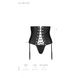 Пояс-корсет из экокожи Celine Set black L/XL — Passion: шнуровка, съемные пажи для чулок, стринги