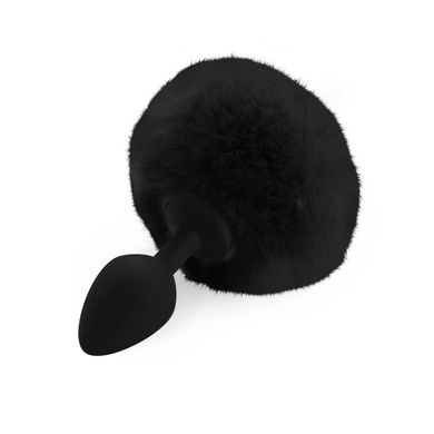 Силиконовая анальная пробка М Art of Sex - Silicone Bunny Tails Butt plug, цвет Черный, диаметр 3,5