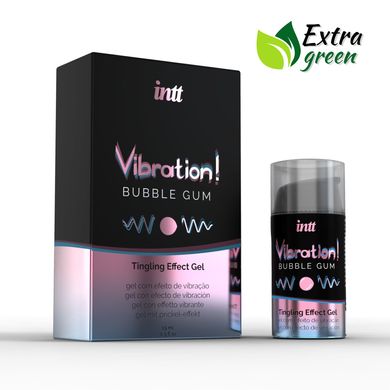 Рідкий вібратор Intt Vibration Bubble Gum (15 мл) EXTRA GREEN, дуже смачний, діє до 30 хвилин