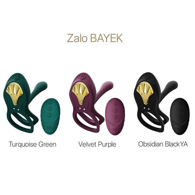 Смарт ерекційне кільце Zalo — BAYEK Velvet Purple, подвійне з ввідною частиною, пульт ДК