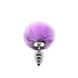 Металлическая анальная пробка Кроличий хвостик Alive Fluffy Twist Plug S Purple, диаметр 2,9 см