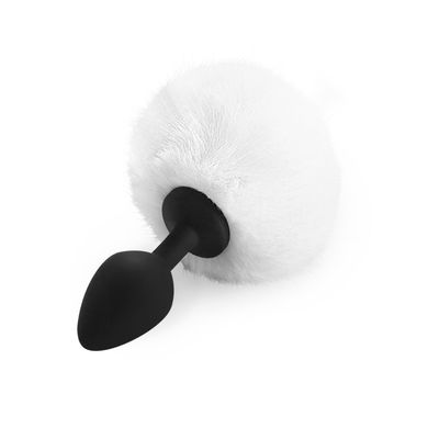 Силіконова анальна пробка М Art of Sex - Silicone Bunny Tails Butt plug White, діаметр 3,5 см
