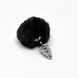 Металлическая анальная пробка Кроличий хвостик Alive Fluffy Twist Plug S Black, диаметр 2,9 см