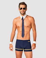 Эротический костюм пилота Obsessive Pilotman set S/M, боксеры, манжеты, воротник с галстуком, очки