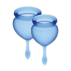 Набір менструальних чаш Satisfyer Feel Good (dark blue), 15мл та 20мл, мішечок для зберігання