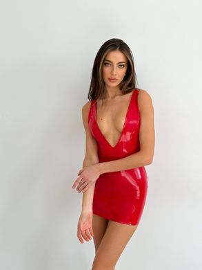 Лакированное платье с сексуальным декольте «Лучезарная Эмилия» D&A, XS/S, красное