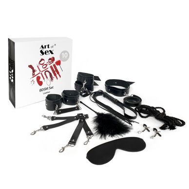 Набор Art of Sex - BDSM Set Leather, 10 предметов, натуральная кожа, Черный