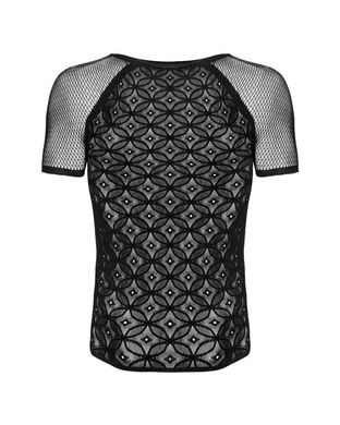Мужская полупрозрачная футболка с орнаментом Obsessive T102 T-shirt S/M/L, черная