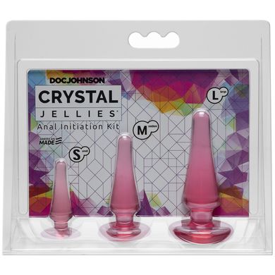 Набор анальных пробок Doc Johnson Crystal Jellies - Pink, макс. диаметр 2см - 3см - 4см, Розовый