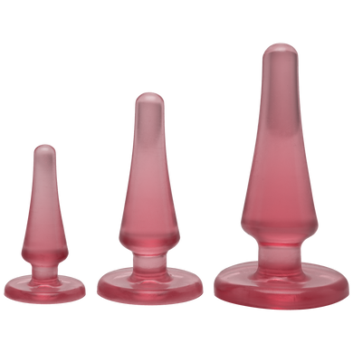 Набор анальных пробок Doc Johnson Crystal Jellies - Pink, макс. диаметр 2см - 3см - 4см, Розовый