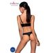 Комплект з екошкіри з люверсами та ремінцями Malwia Bikini black L/XL — Passion, бра та трусики