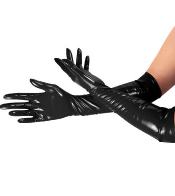 Глянцевые виниловые перчатки Art of Sex - Lora, размер S, цвет Черный