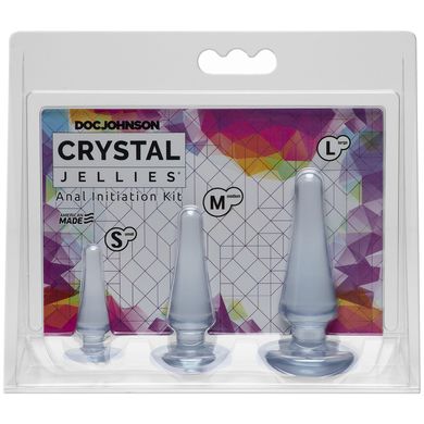Набор анальных пробок Doc Johnson Crystal Jellies Anal - Clear, макс. диаметр 2см - 3см - 4см, Прозрачный