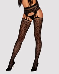 Сетчатые чулки-стокинги под леопард Obsessive Garter stockings S817 S/M/L, имитация гартеров, с дост