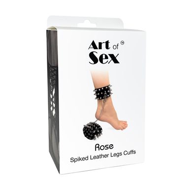 Поножі з шипами з натуральної шкіри Art of Sex, колір чорний