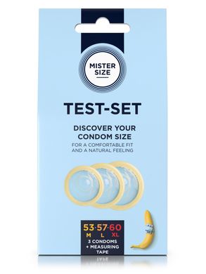 Набір презервативів Mister Size test-set 53–57–60, 3 розміри + лінійка, товщина 0,05 мм