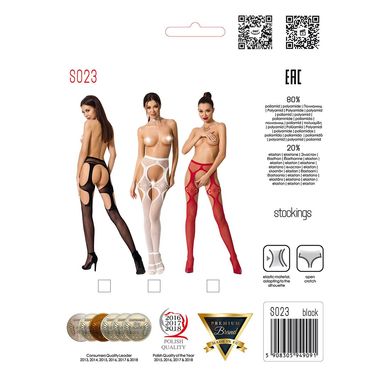 Эротические колготки-бодистокинг Passion S023 red, имитация чулок с секси ромбами и пояском