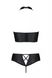 Комплект з екошкіри Passion Nancy Bikini 4XL/5XL black, бра та трусики з імітацією шнурівки