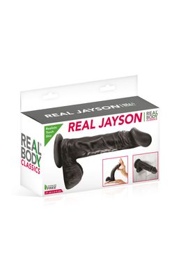 Фалоімітатор на присосці Real Body — Real Jayson Black, TPE, діаметр 4 см