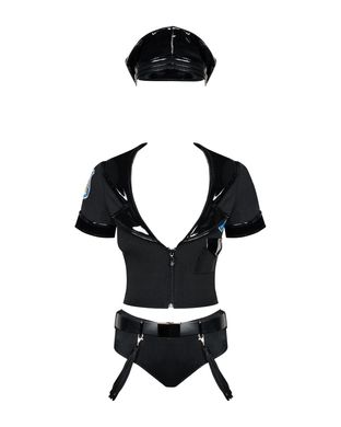 Еротичний костюм поліцейського Obsessive Police set S/M, black, топ, шорти, кепка, пояс, портупея