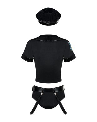 Еротичний костюм поліцейського Obsessive Police set S/M, black, топ, шорти, кепка, пояс, портупея