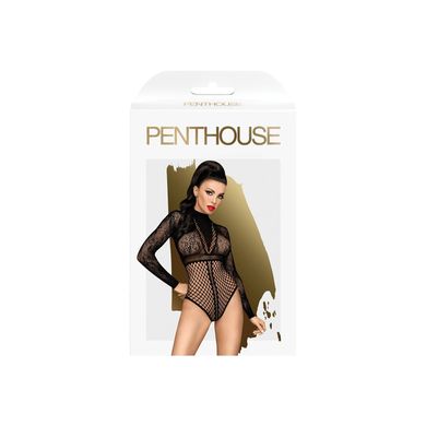 Боди Penthouse Spicy Whisper S/L Black, имитация топа с длинными рукавами, закрытое декольте
