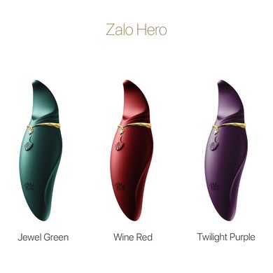 Вибратор 2в1 с язычком Zalo — Hero Jewel Green, кристалл Swarovski