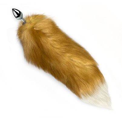 Металева анальна пробка з хвостом із натурального хутра Art of Sex size M Red fox