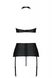 Комплект з екошкіри Passion Nancy Set 4XL/5XL black, імітація шнурівки, топ, пояс для панчіх