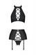 Комплект із екошкіри Passion Nancy Set 6XL/7XL black, імітація шнурівки, топ, пояс для панчіх