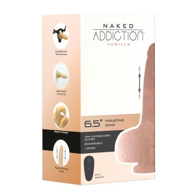 Фалоімітатор-пульсатор Naked Addiction 6.5″ Thrusting Dong With Remote, рухи вперед-назад, пульт ДК