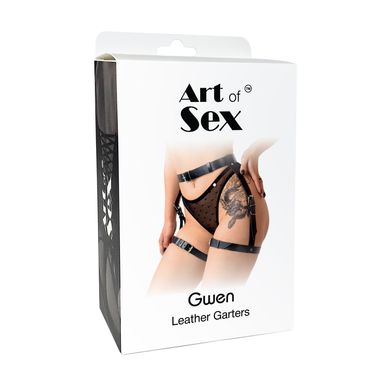 Сексуальные гартеры Art of Sex - Gwen из натуральной кожи, размер XS-2XL, цвет черный