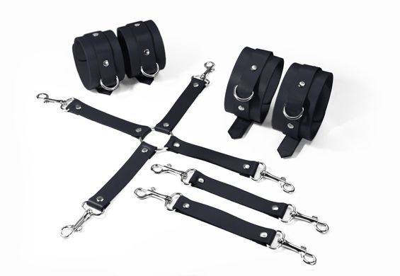 Набір для БДСМ 3 в 1 Feral Feelings BDSM Kit 3 Black, black, наручники, поножі, хрестовина