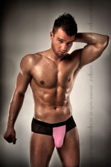 Розпродаж!!! Чоловічі трусики з рожевим гульфіком Passion 007 THONG pink L/XL