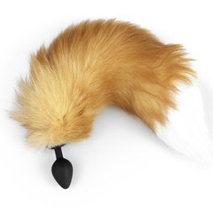 Силіконова анальна пробка з хвостом із натурального хутра Art of Sex size M Red fox