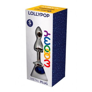 Металева анальна пробка Wooomy Lollypop Double Ball Metal Plug Blue S, діаметр 2,8см, довжина 8,5см
