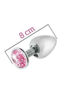 Металлическая анальная пробка с розовым кристаллом MAI Attraction Toys №73 (мятая упаковка)