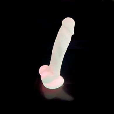 Фалоімітатор SilexD Johnny Pink Glow in the dark, двошаровий, силікон+Silexpan, діаметр 3,5см