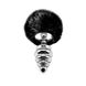 Металлическая анальная пробка Кроличий хвостик Alive Fluffy Twist Plug L Black, диаметр 3,8 см
