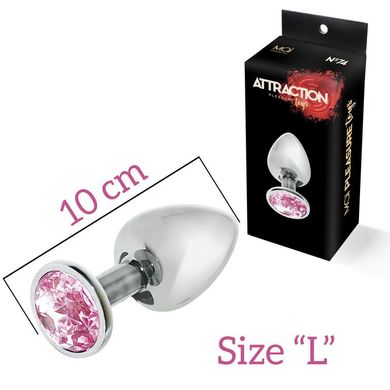 Металева анальна пробка з рожевим кристалом MAI Attraction Toys №74 (м'ята упаковка)