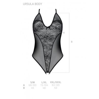 Боді з ажурним декором та відкритим кроком Ursula Body black L/XL — Passion