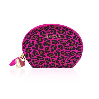Мінівібромасажер Rianne S: Lovely Leopard Pink, 10 режимів роботи, косметичка-чохол, мед.силікон