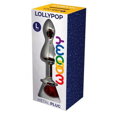 Анальная пробка Wooomy Lollypop Double Ball Metal Plug Red L