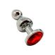 Металева анальна пробка Wooomy Lollypop Double Ball Metal Plug Red L діаметр 3,5 см, довжина 10,5 см