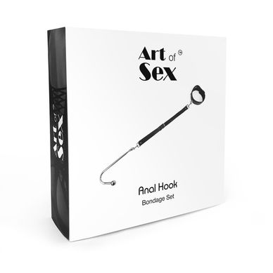 Анальный крюк 2 с ошейником из натуральной кожи Art of Sex - Anal hook, Черный